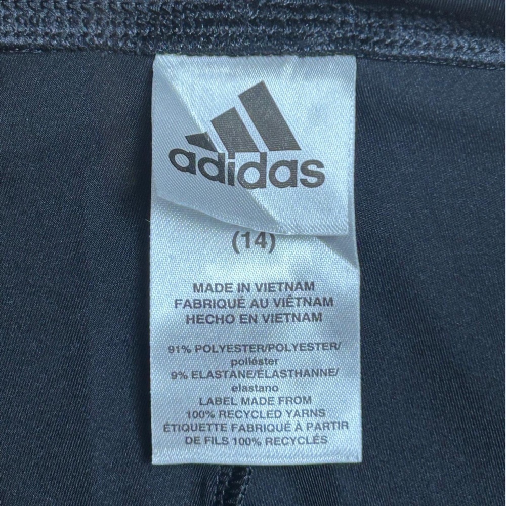 Adidas Kids Black and Green Performance Leggings - Picture 7 of 8